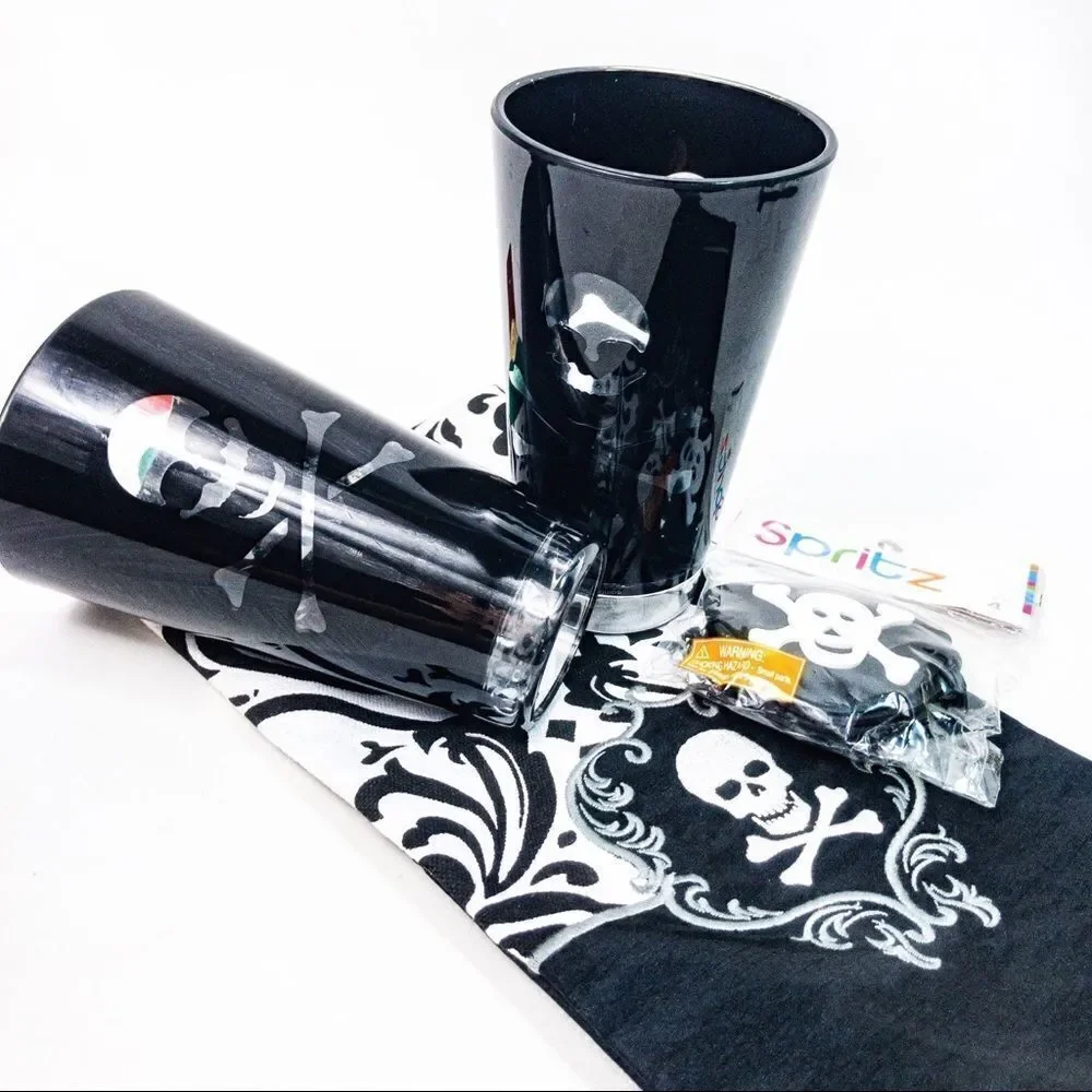 Skull & Crossbones Party Bundle: Pint Cups, Wine Bag, Eye Patches